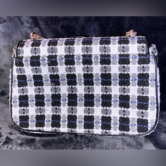 Kate Spade Carey Tweed Flap Bag Black White EUC - Picture 4 of 4